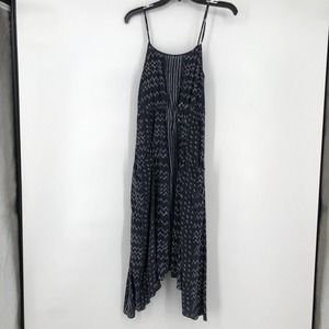 Ulla Johnson Size 2 Silk Dress Blue Zig Zag Print Handkerchief Hem Pockets